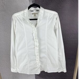 Burberry Ruffle Front Tuxedo Cotton Shirt